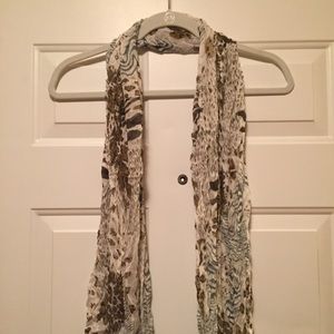 Scarf olive green, blue and transparent white